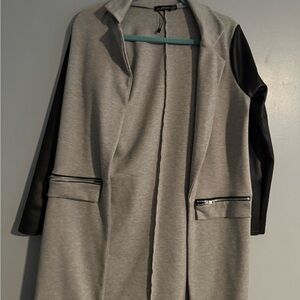 Boohoo Gray and Black Trench Coat